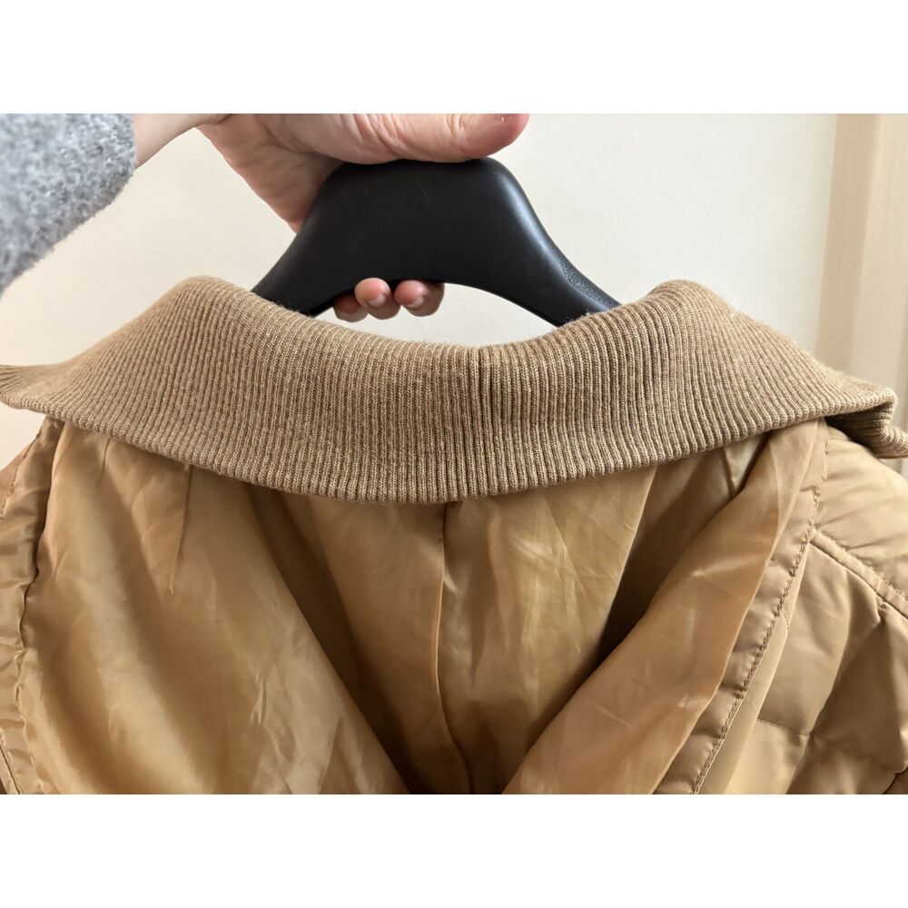 Vintage 90s Komitor Down Filled Long Puffer Jacket Tan Camel Winter Gorp Coat L - Picture 11 of 12